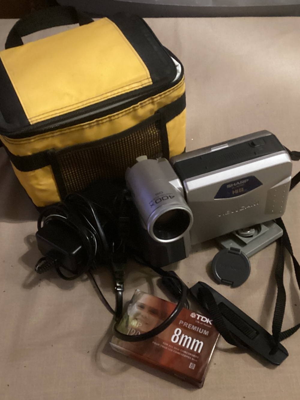 Sharp Hi8 8mm Camcorder with Yellow Carry Case
